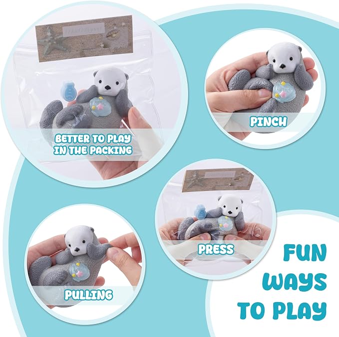 Taba Sea Otter Squishy, Handmade Soft Silicone Stress Relief & Fidget Toy, Cute Non-Toxic Sensory Toy for Kids and Adults